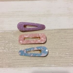 Zara 3 shiny pastel color big hairpins